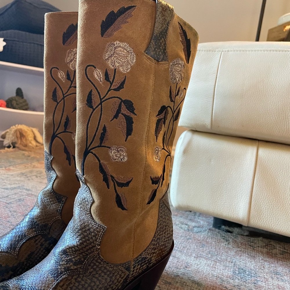 ANTONIO MELANI Tan and Brown Heeled Boots